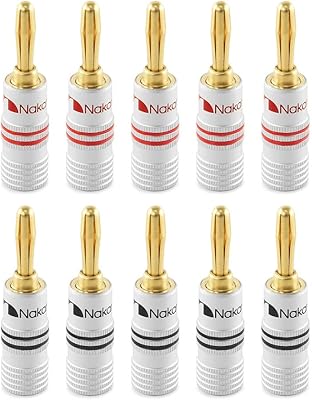 Nakamichi Excel Series Banana Plated Banana Plated 24 Carats 8 AWG-Gauge 16 AWG Size 4 mm For speaker HI-FI speaker AV Stereo receiver Home Cinéma Radio Cable Audio Connector Wire 10 Pieces (5 pairs).. Shop without boundaries at DIAYTAR NIGERIA, offering extensive variety at prices you'll appreciate.