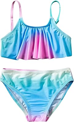 Two -piece swimsuit for girls, nice leopard print, flower crossing, summer sports swimsuit for girls (blue, 4 years old).. Shop electronics, clothes, and everything in between on DIAYTAR Nigeria.