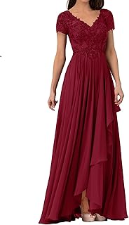 Mother's dress of the long -sleeved lace bride, formal muslin evening dresses, wedding guest dresses, Bordeaux, 4, Bordeaux.. DIAYTAR NIGERIA transforms online shopping with competitive prices and dependable nationwide delivery.