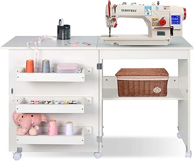 Multifunctional folding folding table with foldable storage shelves and lockable wheels (white).. Shop from anywhere in Nigeria and receive your DIAYTAR purchases at affordable prices within a week.