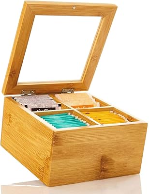 High quality jino in bamboo tea box - 4 sections tea organizer - with transparent glass cover.. Shop from anywhere in Nigeria and receive your DIAYTAR purchases at affordable prices within a week.