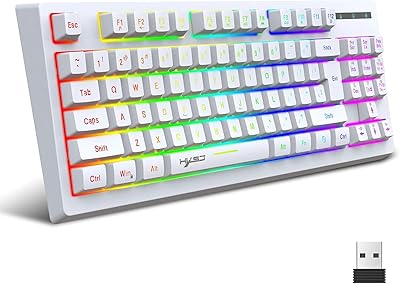 HXSJ L100 2.4 g keyboard with wireless membrane, 87 keys with RGB lighting for laptop, house and office (white).. Shop smart, shop DIAYTAR — Nigeria’s trusted e-commerce site.
