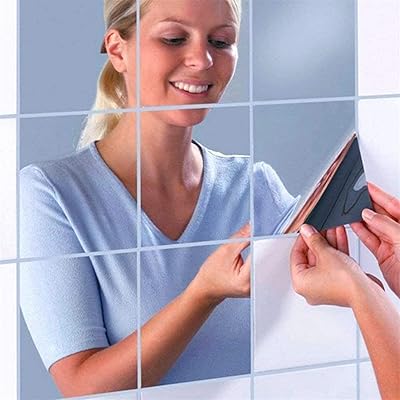 16 pieces of mirror tiles in flexible and self-adhesive adhesive adhesives, wall mirror tiles without glass for bathroom, bedroom and kitchen (1 mm, 15 x 15 cm).. DIAYTAR NIGERIA: Where affordability and variety come together with nationwide 5-8 day delivery.