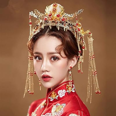 WGHJK Golden headgear set for bride, tiara and crowns, hair ornament, wedding jewelry accessories.. Transform your shopping experience with DIAYTAR NIGERIA's vast product selection delivered at unbeatable prices.