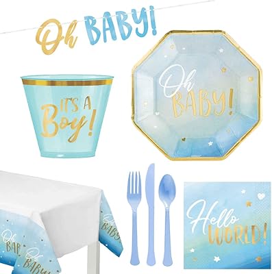 Party Center Oh Baby Boy Deluxe Supplies for 8 guests includes a banner and tablecloth.. Shop from thousands of products at DIAYTAR NIGERIA and enjoy budget-friendly nationwide delivery.