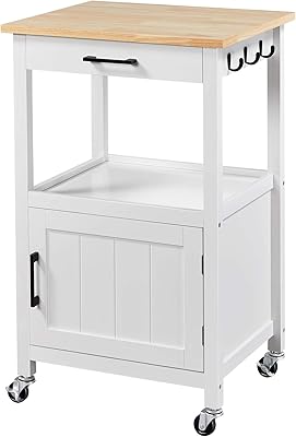 Pivoting kitchen cart yahi tech with single door wardrobe and storage shelf, kitchen cart with pivotal wheeled drawer for dining room/living room, 18 "x 22" x 35 "H, white.. Shop smarter, not harder with DIAYTAR NIGERIA - thousands of products at your fingertips with affordable delivery.