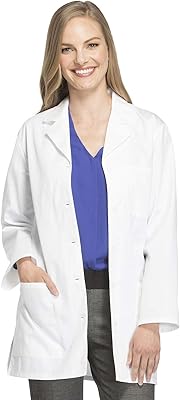 Laboratory blouse with buttoned belt on the back for women, 32 inch size, white, white, one size.. Experience the DIAYTAR difference with our vast product selection and delivery within 5-8 days.