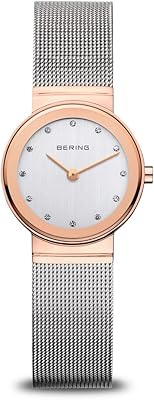 Classic analog quartz watch for women, stainless steel bracelet/sapphire glass