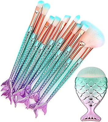 Lhi batch of 11 siren makeup brushes with gift box, professional makeup brushes for eyeshadows, corrector, eyeliner, brush to blur the eyebrows.. DIAYTAR NIGERIA: Your partner in affordable online retail with reliable shipping across Nigeria.