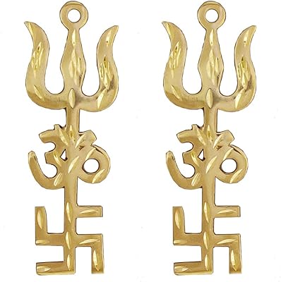 Divya Mantra Trishakti Yantra Trishul Om Swastika Spiritual Decoration Vastu Brass Indian Wall Decoration Home Kitchen Puja Mandir Hanging Temple Good luck Lot of 2 - OR.. Nigeria shops with DIAYTAR — wide selection, fast shipping, and great value.