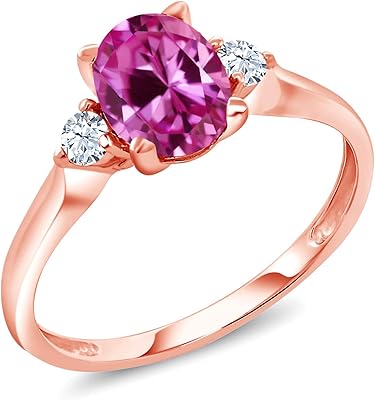 10 carat pink gold ring with oval pink synthetic sapphire of 1.75 ct.. Shop like never before with DIAYTAR NIGERIA's comprehensive marketplace and budget-friendly shipping.