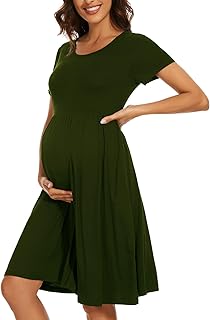 Wuxiu maternity dress with short sleeves for women patchwork maternity clothing with pockets.. Fast delivery is our promise — DIAYTAR Nigeria keeps it real.
