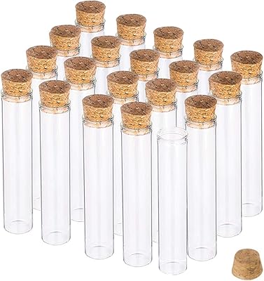 Penicrete batch of 20 transparent glass bottles of 30 ml with cork caps for arts, crafts and other small projects.. Shop for less and receive more with DIAYTAR NIGERIA's expansive e-commerce platform and nationwide delivery.