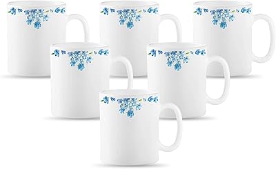 Set of coffee cups in opal glass La Opala Diva, 6 pieces, ASTER blue, white.. Discover the perfect shopping experience with DIAYTAR NIGERIA's vast selection and prompt delivery service.