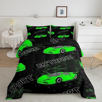 Feelyou Bed Bedroom Party For Boys - Bedroom Party for Kids - Speed ​​sports car - Decoration for Girls - Race Car Duvet - Extreme Sports - Fluo Green - Bed set for Bedroom - Queen.. Shop with purpose at DIAYTAR NIGERIA, where your money goes further and delivery is always prompt.