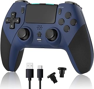 Terios wireless controller for PS4, PS4 game controller compatible for PS4/pro/Slim/, with double shock/Stereo headphone jack/touch control/Six axes (blue) movement control (blue).. Shop with purpose at DIAYTAR NIGERIA, where your money goes further and delivery is always prompt.