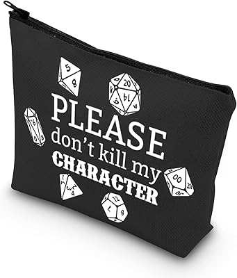 Storage bag with innovative design for players with the Please Please Kill My Character printed phrase with a zipper, white, Kill Character.. DIAYTAR NIGERIA: Where shopping dreams come true with budget-friendly prices and nationwide shipping.