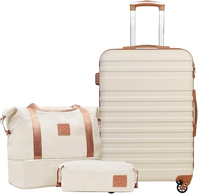 Light TSA Light Cart Luggage, TSA lock travel bag, includes 1 travel bag and 1 toilet bag, white/brown, 24 inch luggage set, unisex.. DIAYTAR NIGERIA: Where every click leads to affordable purchases delivered promptly to your door.