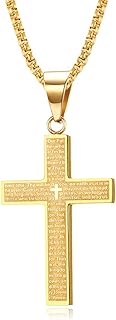 Men's cross necklace, stainless steel jewelry, cross necklace with 60 cm chain, gold black silver color, resistant to discoloration and sweat.. Experience the convenience of online shopping with DIAYTAR NIGERIA's reliable 5-8 day delivery service.