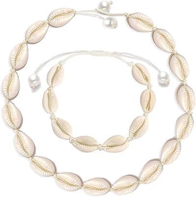 Silcos Ensemble ankle bracelet, necklace and bracelet in natural shell made by hand with clasp in pearl adjustable for summer bohemian style, Hawaiian and shell, suitable as a gift for women and girls, shells.. Your go-to destination for affordable online shopping, DIAYTAR NIGERIA delivers in under 8 days.