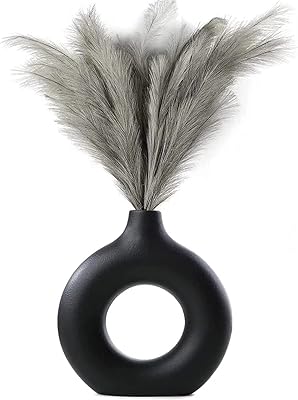 Black ceramic vase, modern interior decoration, vases with matt round pampe flowers, simple northern bohemian style for wedding dinner, living room, office, bedroom, decoration gift.. Discover shopping reimagined with DIAYTAR NIGERIA's extensive catalog and 5-8 day delivery service.