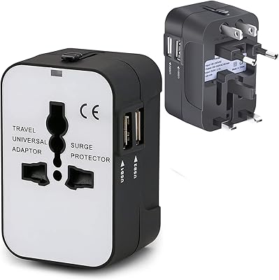 TECOM travel adapter universal all-in-one power adapter with two USB ports for phones.. DIAYTAR Nigeria: Discover more, spend less, and enjoy delivery within 5–8 days.