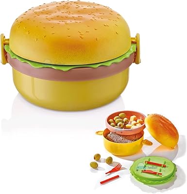 Lunch box Fun Plast in the shape of a children's hamburger - children's lunch box, tiffin box, waterproof plastic lunch box, lunch box with compartments (multicolored).. Your complete shopping solution, DIAYTAR NIGERIA delivers variety and value within the week.