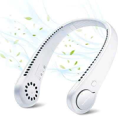Portable neck fan without hand -free hand -free blades, personal portable fan powered by a rechargeable battery, 360 -degree cooling -hanging neck, 3 speeds, 48 ​​air outlets, for travel and outside (white).. Great products, lower prices, fast delivery — DIAYTAR Nigeria has it all.