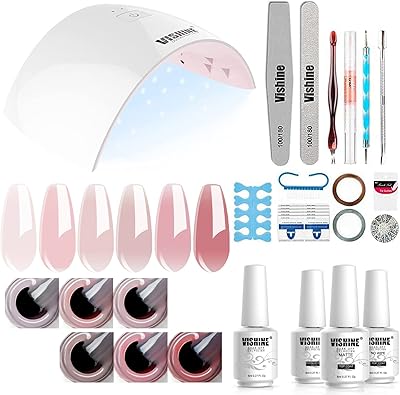 Kit of nail polish UV Vishine 36W LED aging dryers with 6 transparent colors of light pink gel, professional base and top coat all in one.. From fashion trends to home essentials — find it on DIAYTAR Nigeria.