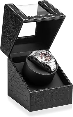 Automatic winder for unique watch in black crocodile leather with Japanese silent engine and AC adapter or battery.. Shop with purpose at DIAYTAR NIGERIA and discover a world of products at budget-friendly prices.
