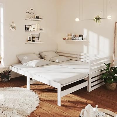 Lightful rest bed in solid white pine wood, size 2 × (90 × 200) cm.. More than a store — DIAYTAR Nigeria is your shopping partner.
