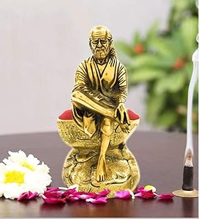 Statue of the Divinity House of Sensation Sidi Saibaba as a gift for a new house (gold) - (lot of 1).. Embrace the convenience of DIAYTAR NIGERIA with thousands of products at your fingertips, delivered nationwide.