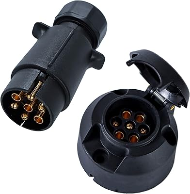 Game of 12 V trailer plugs and trailer sockets, 7 -pin trailer plot and tight trailer plot connector with male and female for truck, trailer, caravan, boat.. Your shopping dreams realized through DIAYTAR NIGERIA's affordable platform with reliable delivery times.