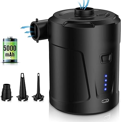 Inflatable electric air pump with 3 USB/rechargeable battery 5000 mAh for pneumatic mattress, pool float, pneumatic bed, inflation pump under portable vacuum.. DIAYTAR NIGERIA brings online shopping to every Nigerian with affordable prices and reliable shipping.