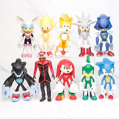 Jawcoat Sonic Action Figure Toys with mobile articulation 4.9 "high, (package of 10).. DIAYTAR NIGERIA brings the marketplace to your screen with affordable products delivered in 5-8 days.