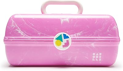 Retro portfolio for Caboodles on the Go, Bubblegum marble motif, 13.38 x 8.88 x 6.5 inches (1).. DIAYTAR NIGERIA: Bringing quality products to your doorstep at prices that won't break the bank.