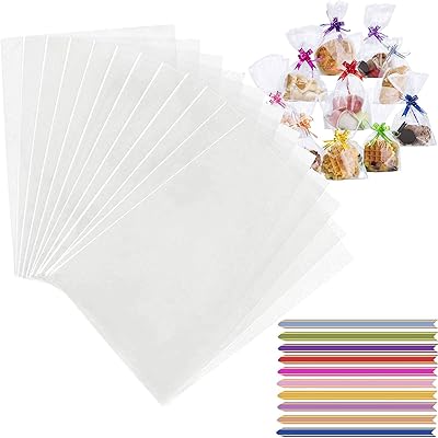 Transparent cellophane bags, 100 pieces Gift bags with attachments for wedding gift packaging, cupcakes and candies, 23 x 12.5 cm.. DIAYTAR NIGERIA connects your desires with reality through our affordable e-commerce platform and quick delivery.