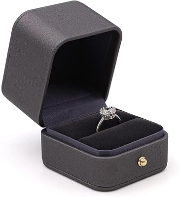 Ringing box, hexagonal engagement hug, leather jewelry boxes, for marriage proposal, ceremony (ring not included) (gray 2).. From daily deals to exclusive products — DIAYTAR Nigeria has you covered.