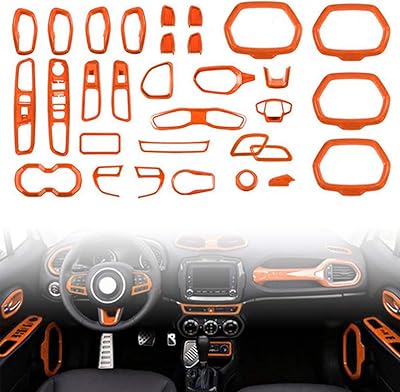 Idain interior decoration kit 31 pieces / set of car interior decoration accessories for Jeep Renegade 2015-2018 (Orange).. DIAYTAR NIGERIA: Bringing affordable shopping solutions with a diverse product catalog delivered nationwide.