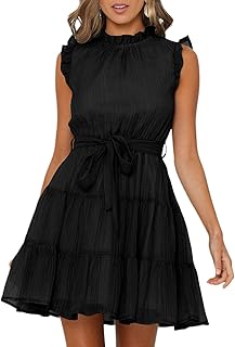 Summer dress for women 2023, sleeveless, ruffle, knotted waist, relaxed dress on several levels.. Experience retail therapy without the financial stress at DIAYTAR NIGERIA's affordable e-commerce platform.