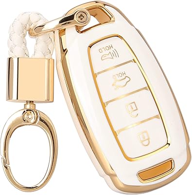 Hyundai car keyboat, golden keychain, with Hyundai v palisade kona elantra gt veloster 2019 2020 2021 (4 buttons, white).. Find everything you need at prices you'll love with DIAYTAR NIGERIA's comprehensive e-commerce platform.