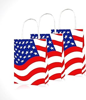 12 pieces Take-all bags in American flag paper with handles national flag star bags of national flag of the United States for patriotic soldier Souvenir bag bags gifts of candy holidays.. Shop with confidence at DIAYTAR NIGERIA, enjoying competitive prices and delivery within 8 days.