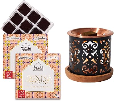 A box of incense matching Dakhni Oud (20 pieces) and a burning burner with strange design.. Shop local, shop fast — DIAYTAR Nigeria delivers across the country.