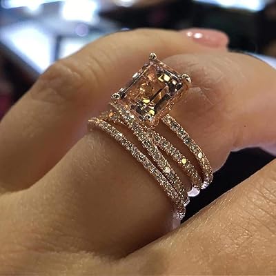 Morganite ring filled with 18-carat pink gold for sparkling women, topaz for cubic zirconia, rose gold, stackable, birthday, engagement, wedding jewelry for ladies, size 6-10.. DIAYTAR NIGERIA: Redefining online shopping with unbeatable prices and consistent delivery times.