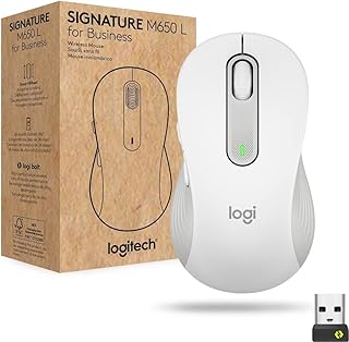 Professional mouse wireless Logitech Signature M650 L, For Large Hands, Logibolt, Bluetooth, Smart Wheel - White.. Spend less, get more — that’s the DIAYTAR Nigeria promise.