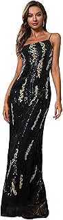 Long Asymmetrical Siren Evening Dress decorated with black sequins for women.. Shop with confidence at DIAYTAR NIGERIA, enjoying competitive prices and delivery within 8 days.