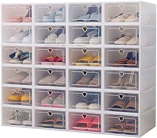 Storage box stacking plastic shoe with transparent door, shoe organizer and sports shoe display easy to assemble (white, 24 pieces).. DIAYTAR NIGERIA: Where every shopping need is met with affordable prices and timely delivery.