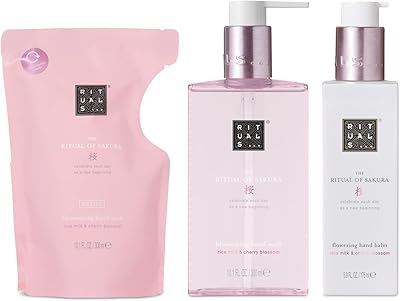 Hand care box Rituals Sakura Renewing - Loption for softening and nourishing hands, hand cleaning up and hand cleaner with cherry blossoms and rice rice milk.. DIAYTAR NIGERIA: Your affordable shopping destination with thousands of products delivered in days.