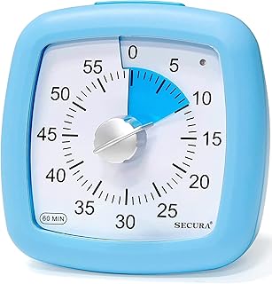 Visual timer secura of 60 minutes, silent study timer for children and adults, clocks, countdown for the management of educational time (blue).. DIAYTAR NIGERIA connects you with what you need at prices you'll love, delivered within 8 days.