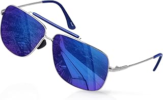 Zini polarized aviator sunglasses for men, full -frame silver uv protection, elegant blue mirror finish, silver, 140, silver, 140.. Shop quality and variety at unbeatable prices on DIAYTAR Nigeria — delivery in under 8 days.